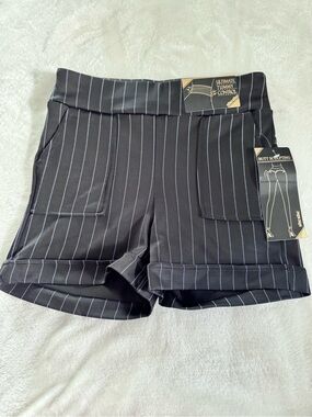 shosho Black Pinstripe High-Waist Shorts